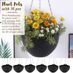 Zopeal 16 Pack 8" Black Self Watering Hanging Planters for Plants - Image 4