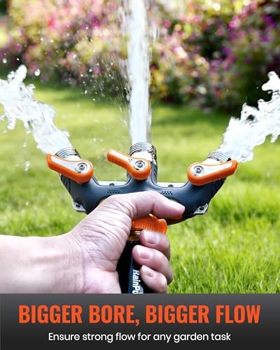 RAINPOINT 3 Way Hose Splitter, 100% Metal Heavy Duty Garden Hose Splitter With 1.9" Extra Long Handle & Individual Shut Off, 3/4 Inch GHT Thread Water Hose Connector For Spigot Faucet (Orange) - Image 4