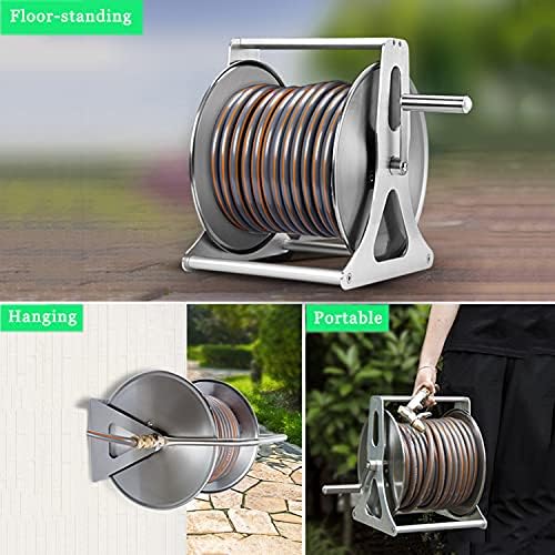 Stainless Steel Garden Hose Reel Heavy Duty,Stainless Steel Hand Crank Hose Reel,Metal Hose Reel,Wall/Floor Mounted Metal Water Hose Reel Retractable for Yard, Lawn, Farm,Patio - Image 7