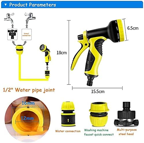 Garden Spray Nozzle High Pressure 1/2" Water Pipe Expandable Garden Hose Spray Guns Garden Hose (10M-100M Water Pipe Set) (Color : 50m Water Pipe Set) - Image 6
