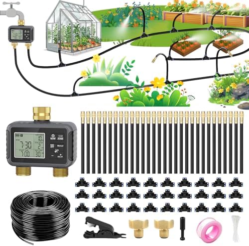 120FT Drip Irrigation System with Smart Water Timer by HEKIWAY