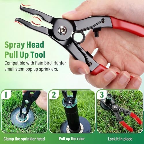 7 Sprinkler Head Tool Kit, Compatible with Hunter/Rain Bird, MP PGP Sprinklers Head Pull Up Repair Tool, Rotor Adjustment Screwdriver, Nozzle Tools, Nozzle Insertion Collar & Sprinkler Keys - Image 2
