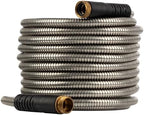 Stainless Steel Garden Hose 75 ft Outdoor Heavy Duty Flexible Metal Water Hose, Non Kink, Leak Proof, Tear and Puncture Resistant, Rust and Corrosion Free, 1/2” Diameter by Kings County Tools by KingsCountyTools