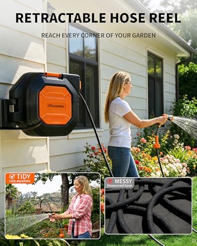 Heavy Duty Retractable Garden Hose Reel 5/8 inch x 100ft Wall Mounted - Image 3