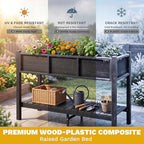 DWVO 48x18x30in Raised Garden Bed Kit, HDPE Planter Box Stand, Poly Wood Weather-Resistant Planter Box with Legs & Storage Shelf, Elevated Garden Bed for Backyard, Patio, Balcony,Black - Image 2