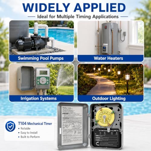 T104 Mechanical Timer Switch Replacement, 24-Hour Pool Timers for Pump - Image 5