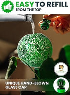 16 Oz 2 pcs Plant Watering Globes for Indoor Plants with Metal Self Watering Planter Insert - Premium XL Glass Hand-Blown Globes - Automatic Plant Waterer Indoor, Gift for Gardeners [Golden & Mosaic] - Image 3