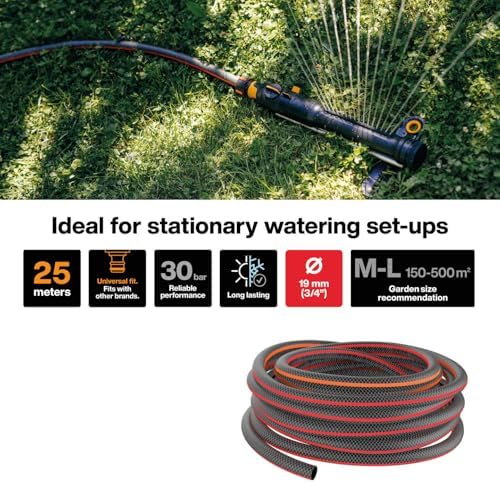 Fiskars 1076047 Garden Hose M-L, X-series, Water Hose for Irrigation Systems, 19 mm (3/4 Inch), Length: 25 m, Universal Connection, UV-Protected, Frost-Protected, Torsion-Resistant, Red - Image 2