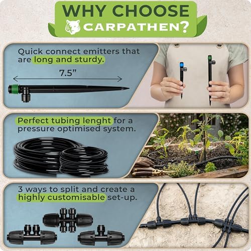 CARPATHEN Quick Connect Drip Irrigation System Kit with Sprinkler, 100 feet - Image 5