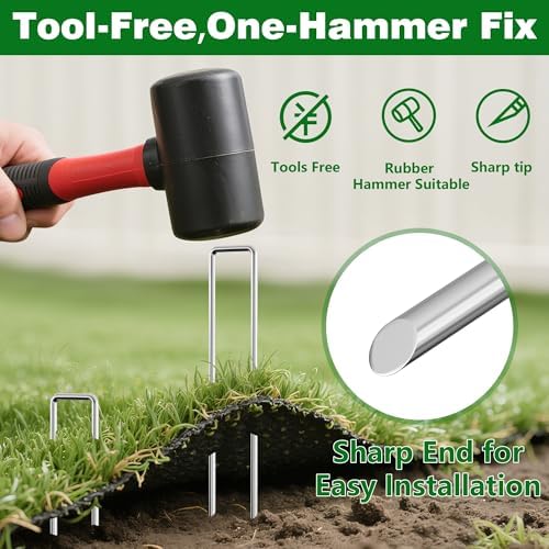 AMAGABELI GARDEN & HOME 300 Pack Galvanized Landscape Staples 8 Inch 11 Gauge Garden Staples Garden Stakes Plant Cover Stakes U-Shaped Landscape Stakes Landscape Pins for Weed Barrier Fabric - Image 4