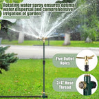 Funnymoom 2 Pack 3-arm Rotating Telescoping Sprinkler 360 Degree Swivel Garden Sprinkler High Rise Lawn with Step Base up to 41.7 Inch for Large Area Coverage (Green) - Image 5
