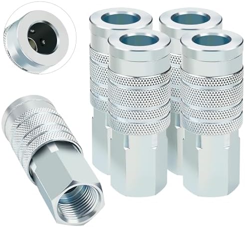 1/2” I/M Industrial Type Air Coupler with 1/2” FNPT, Steel High Flow 5PCS Air Tool Fittings by HOOTSUM