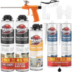 Kraken Bond Black Spray Waterfall Foam Sealant 2x24 oz & Aquarium Silicone Sealant 2x10.1 fl. oz – Bundle for Vivarium, Terrarium, Fountain & Aquascape Background, Foam Gun and Cleaner Included by KRAKENBOND