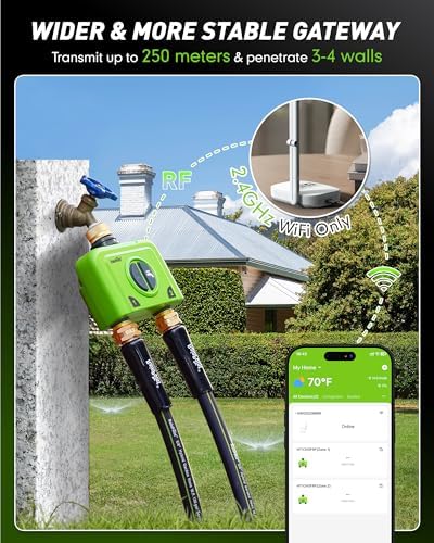 RAINPOINT WiFi Water Timer for Garden Hose, 2 Zone WiFi Sprinkler Controller, Smart Hose Timer Valve, Automatic Drip Irrigation System/Rain Delay for Garden/Lawn - Image 2