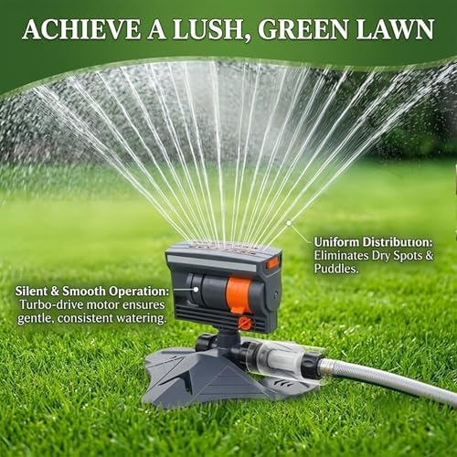 Adjustable 16-Nozzle Oscillating Sprinkler with Dual-Zone Water, 16-Hole Automatic Rocking Irrigation System, Turbo Orbit Mist Sprinklers for Lawn Yard Garden (Orange) - Image 5