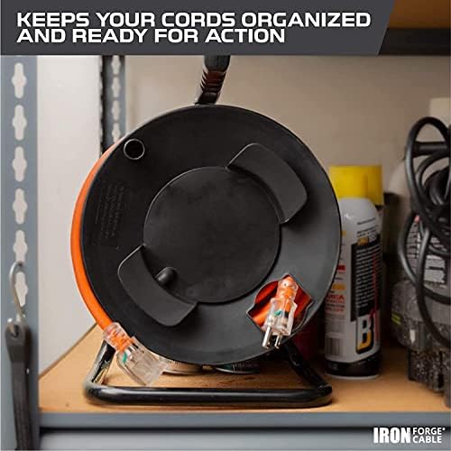 Iron Forge Cable Extension Cord Storage Reel, Metal Stand - Black - Image 3