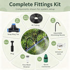 Garden Water Irrigation System | Adjustable Multi-Sized Nozzles, Mist Spray Watering, Easy Quick-Connect Installation (10cm Nozzle, 164ft/50m) - Image 6
