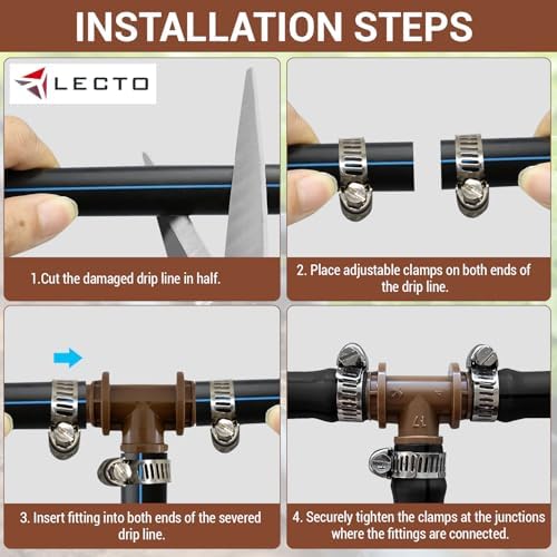 LECTO Universal 5/8", 1/2", .700" Drip Line Repair Kit – Tee, 3 - Image 4