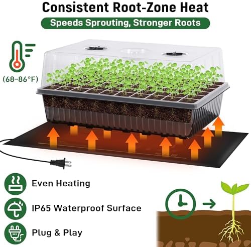 DazSpirit Seed Starter Kit, 60-Cell Tray with Grow Light and Heat Mat - Image 5