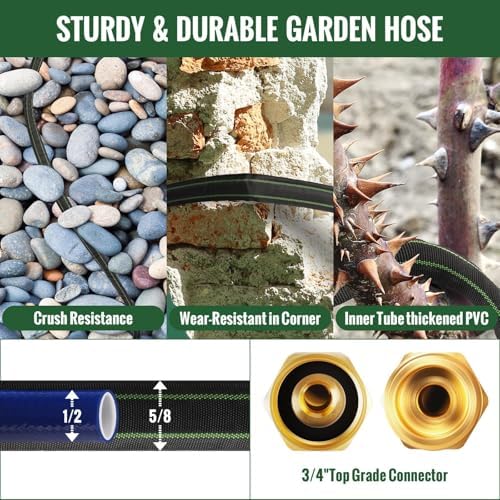 Garden Hose 75ft Flexible Water Hose Non-Expandable High Pressure Kink-Free Leakproof Durable Portable Lightweight Outdoor Yard Lawn Black Fabric Watering Hose with 3/4" Aluminum Fittings - Image 5