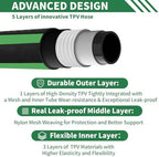 Garden Hose 75 ft Non-expandable Water Hose Flexible Durable 5 Layers TPV No Kink Lightweight Hybrid Hoses Heavy Duty with 3/4’’ Fittings-10 Way Nozzle Collapsible Outdoor Pipe for Yard Lawn - Image 2