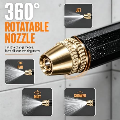 H2 Long Spray Gun Multifunctional Car Wash Tool, Portable High Pressure Power Washer Nozzle With Three Adjustable Spray Modes, Jet Nozzle Power Washer For Garden Hose, Car Cleaning (No Hose) - Image 3