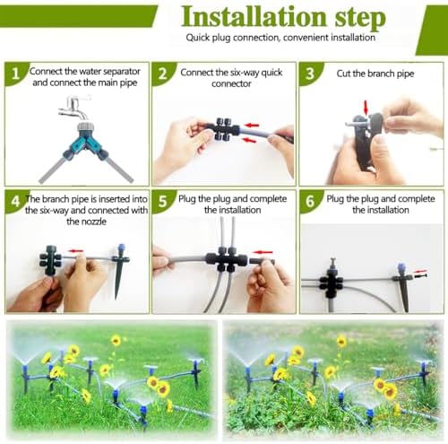 115FT Drip Irrigation Kit,24pcs 1/4 inch Tandem atomizing Nozzle,Quick-Connect Automatic Drip Irrigation System,Suitable for Watering Plants in Flowerpot Elevated Bed. - Image 3