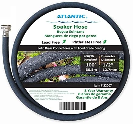 Atlantic Garden Soaker Hose 100 FT x1/2" with Solid Brass Fittings by Atlantic