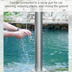 Stainless Steel Garden Water Column with Faucet, Outdoor Anti-Freeze Water Tap Fountain, Hose Connector for Irrigation & Washing, 2 Faucets, 50x20.5cm (19.7x8.1in) - Image 6