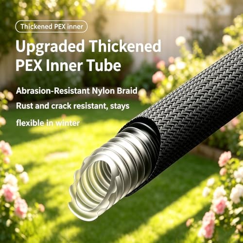 Portable Water Hose Reel, 15M Flexible Garden Hose with Multi-Pattern Spray Nozzle, Lightweight Handheld Hose Reel for Garden Watering, Car Washing, Patio & Pet Cleaning - Image 4