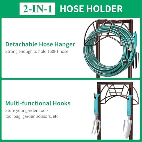 TomCare Garden Hose Holder, 4 Spikes Hose Stand for 160FT Outdoor Hose - Image 2