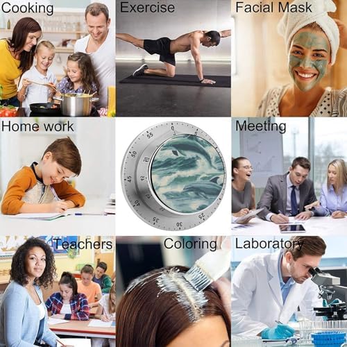 Dolphins Jumping Out Water Kitchen Digital Timer Visual Mechanical Countdown Timers Time Manager 0 to 60 Minutesrs - Image 5
