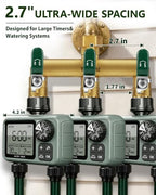 3-Way Garden Hose Splitter, Heavy-Duty Brass, 3/4" GHT, (Green) - Image 3