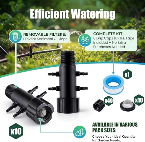 10 Pack 9 Port Drip Irrigation Manifold with Filter - Image 5
