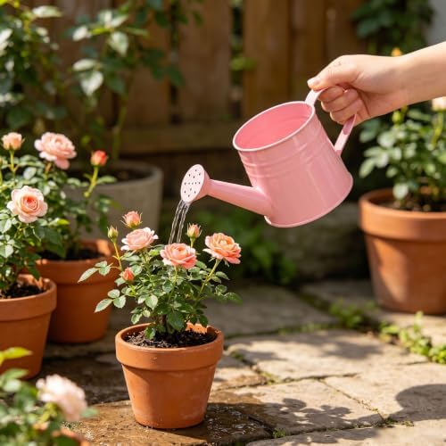 1L Retro Metal Painted Watering Can with Long Spout & Handle - Image 5