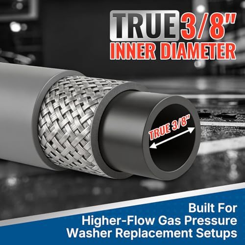 YAMATIC 3/8" Pressure Washer Hose 50 FT with Stainless Steel Quick Connect - Image 4