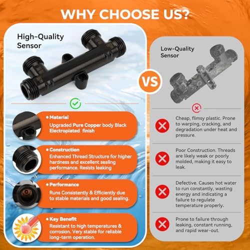595926 E-Coating Copper Sensor Valve, Thermal Bypass Bridge Valve for Instant Hot Water Recirculating Pump System 367010, Compatible with 500800/500805 & up Comfort Series - Image 4