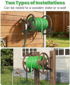 Garden Hose Reel Wall Mounted, Heavy-Duty Water Hose Holder Winder with 3.9 ft Leader Hose & Brass Fitting, Hose Hanger Storage Rack Holds 125-Feet of, 5/8-Inch, for Yard Lawn Farm, Brown - Image 6