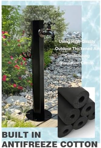Freestanding Outdoor Water Tap with Brass Spigot & Hose Holder, Rust-Proof Garden Water Fountain Stand Vertical Garden Water Column - Image 3