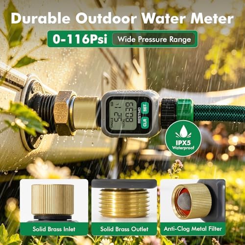 RESTMO Water Flow Meter with Dual Zone Display Screen, Brass Water Meter - Image 4