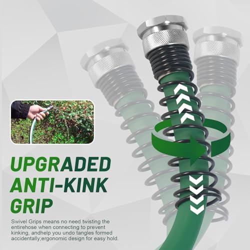Hybrid Rubber Garden Hose 50 ft with Heavy Duty Solid Fitting - Image 4