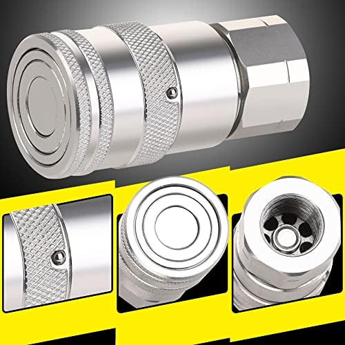 1/2’’ NPT Skid Steer Hydraulic Couplers, Bobcat Flat Face Quick Connect Fittings with 2PCS Dust Covers - Image 2