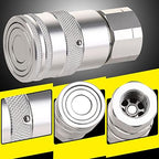 1/2’’ NPT Skid Steer Hydraulic Couplers, Bobcat Flat Face Quick Connect Fittings with 2PCS Dust Covers - Image 2