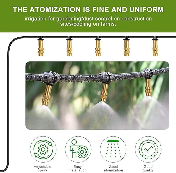 KHANJAN Brass Adjustable Copper Misting Nozzle Brass Spray Sprinkler Gardening Garden Lawn Irrigation, Black & Golden (10) (Yellow) - Image 6