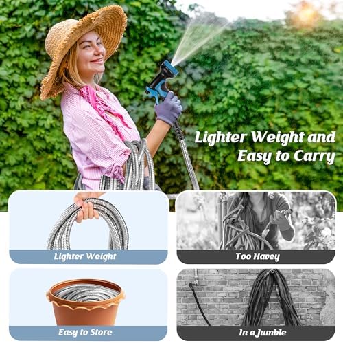 Garden Hose 100FT, No-Kink Water Hose with 10-Function Nozzle - Image 5