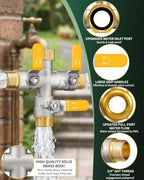 3 Way Hose Splitter, Heavy Duty Brass Garden Water Hose Splitter - Image 4