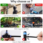 Drip Irrigation System 100FT 1/4" (17PCS Nozzles) for Garden, 83 PCS Leak-Proof Garden Watering System, 360° Adjustable Automatic Plant Water Kit for Raised Beds, Greenhouse, Lawn, Patio, Yard - Image 3