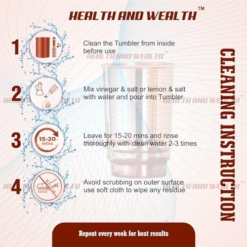 HEALTHANDWEALTH™ Pure Copper Water Jug with 2 Tumblers | 1.5 L Ayurvedic Drinking Water Pitcher | Improves Digestion, Boosts Immunity | Made in India - Image 6