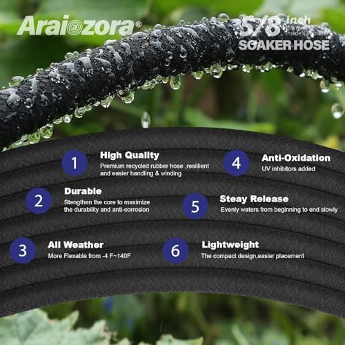 Soaker Hose 100FT 5/8 Inch, Heavy Duty Leakproof Drip Irrigation Hose for Deep Watering Large Flower Beds, Estates & Landscaping - Image 4