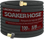 Soaker Hose 100FT 5/8 Inch with Solid Brass Connectors & Garden Stakes Kit, High Capacity Irrigation System for Large Gardens by LINCHOC+HOME